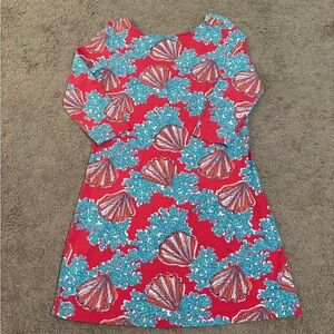 Lilly Pulitzer Vibrant Red Dress with Seashell and Coral Print Size Medium